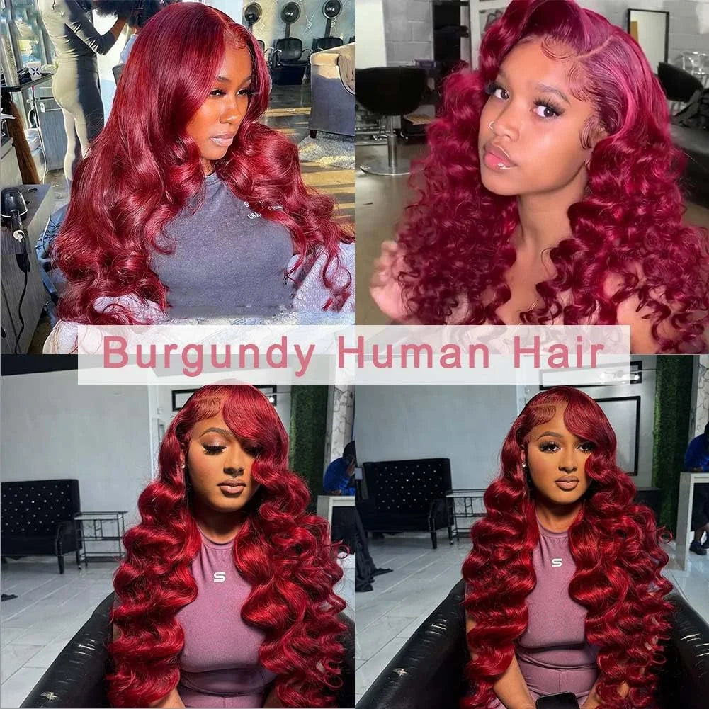 Elevate your look with luxurious Burgundy body wave extensions that blend seamlessly with your natural hair and add effortless glamour.