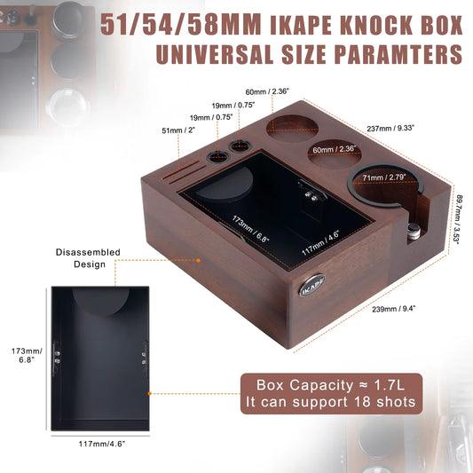 Ikape V2 Espresso Knock Box And Organizer For 51 54 58mm Tamper Portafilter
