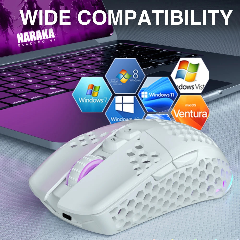 Aula SM600 Wireless Gaming Mouse 3 Mode Connection Ergonomic Rechargeable USB Bluetooth Macro Software