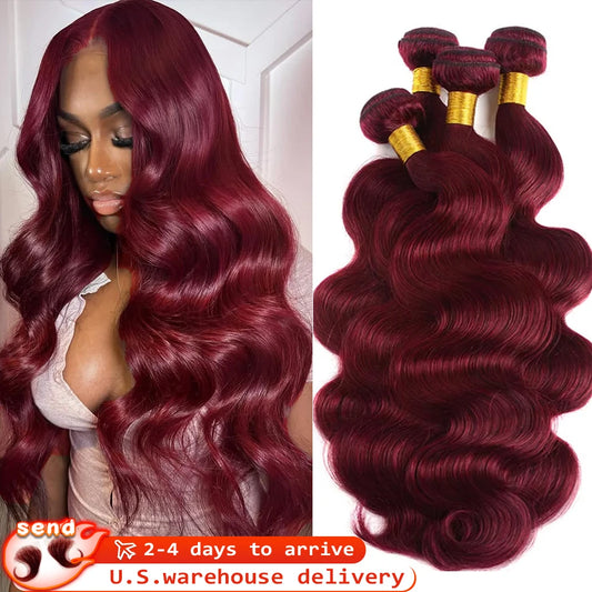Elevate your look with luxurious Burgundy body wave extensions that blend seamlessly with your natural hair and add effortless glamour.