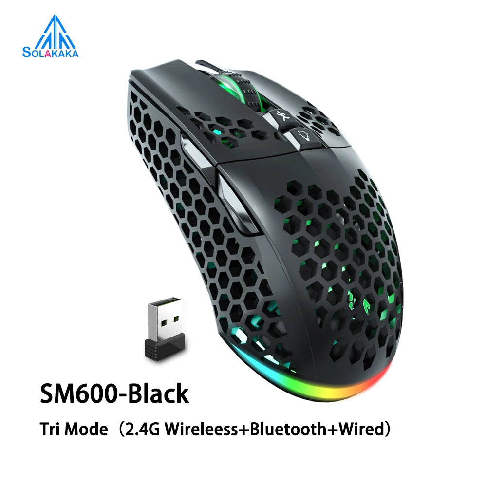 Aula SM600 Wireless Gaming Mouse 3 Mode Connection Ergonomic Rechargeable USB Bluetooth Macro Software