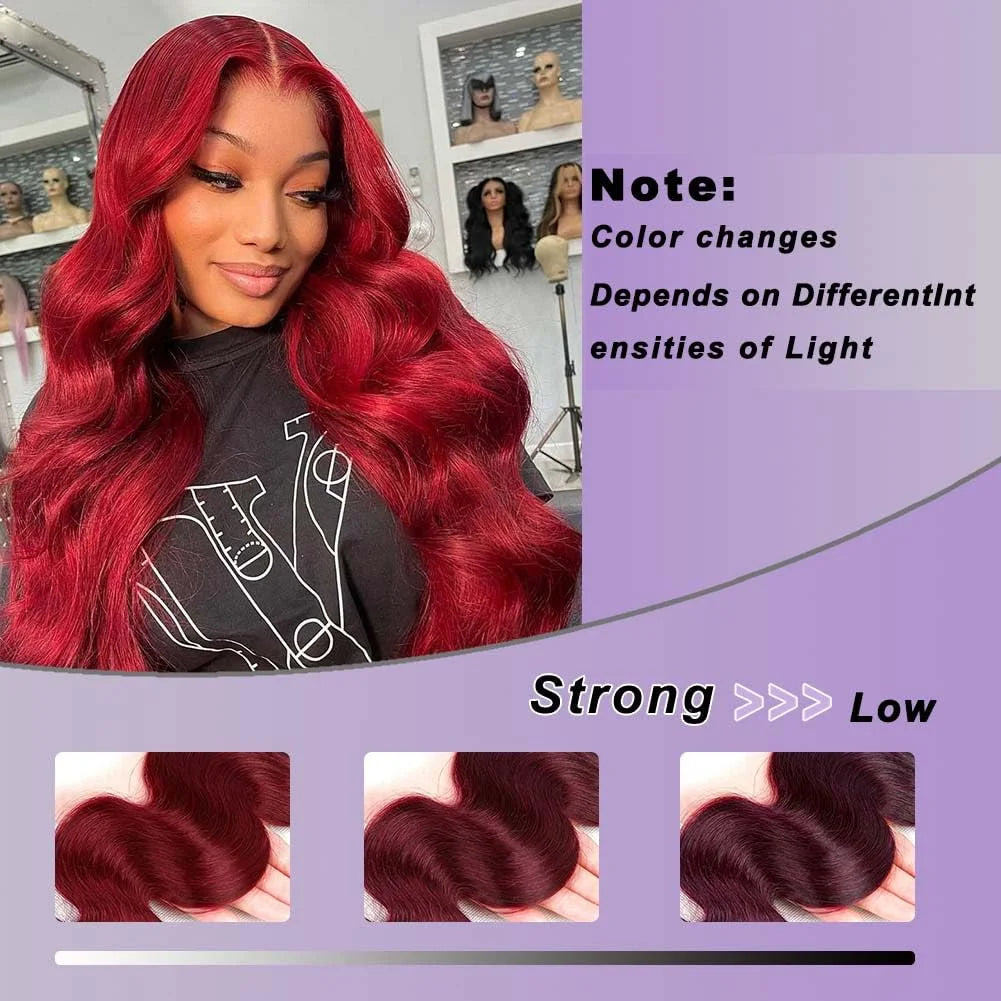 Elevate your look with luxurious Burgundy body wave extensions that blend seamlessly with your natural hair and add effortless glamour.