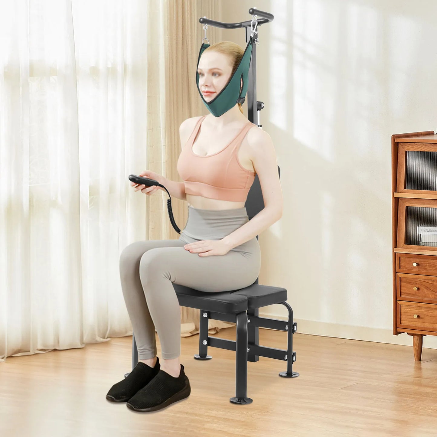 Experience precise cervical relief at home with the Color 6000N traction device.