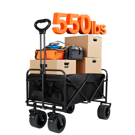 550LBS Big Tank Beach Wagon Sand Cart Foldable Garden Trolley With 10In Wheels