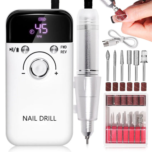 Upgrade your manicure routine with the High-concerned 45000 RPM rechargeable nail drill, engineered to remove acrylic and gel swiftly while delivering a smooth, professional finish you can trust at home, with durability, quiet operation, and reliable