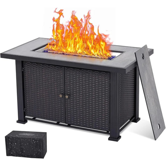 GAOMON Rectangle 44 Propane Fire Pit Table 50000 BTU with Covers