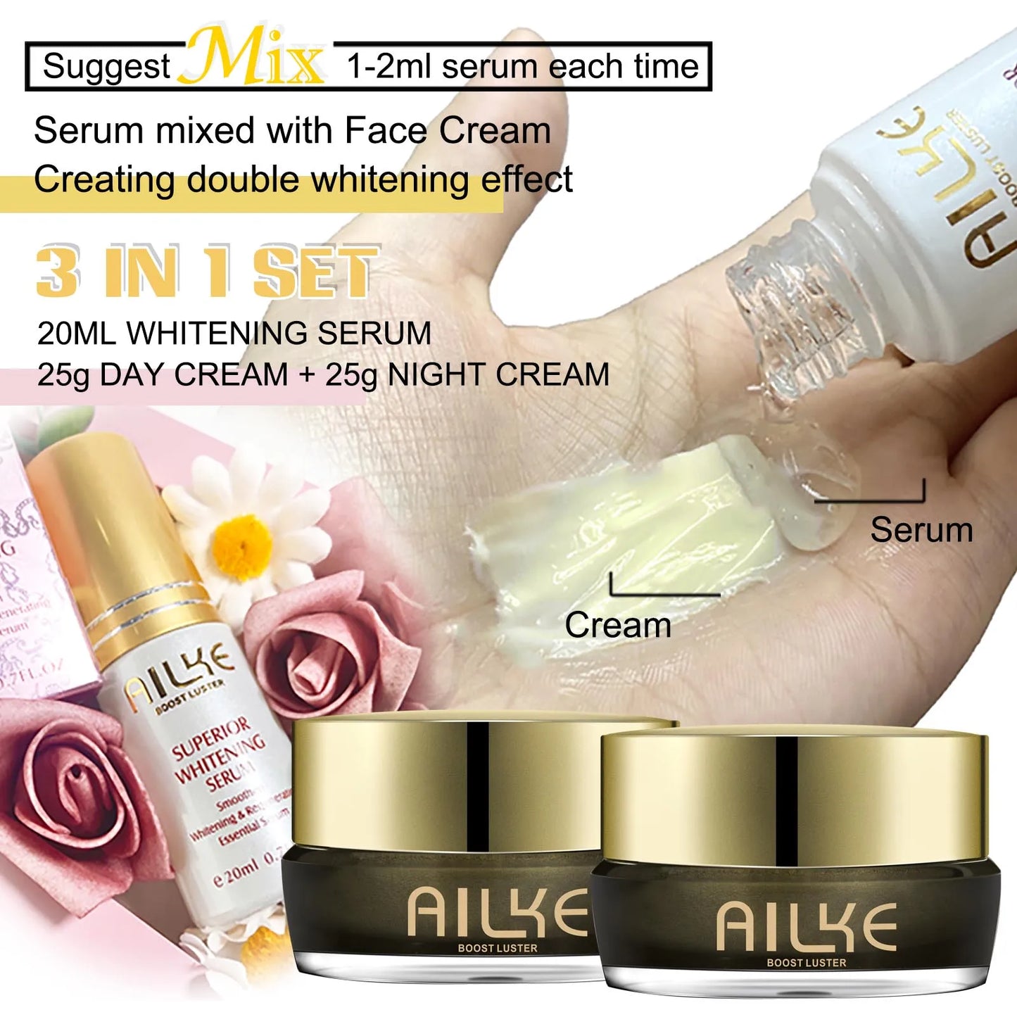 AILKE Whitening Face Cream With Collagen And Glutathione For All Skin Types